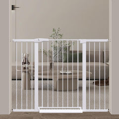 38" x 48.9-54.3" Extra-Tall & Extra-Wide No-Drill Pressure-Mounted Pet & Child Safety Gate with Auto-Close Walk-Through Door for Stairs, Hallways & Wide Doorways