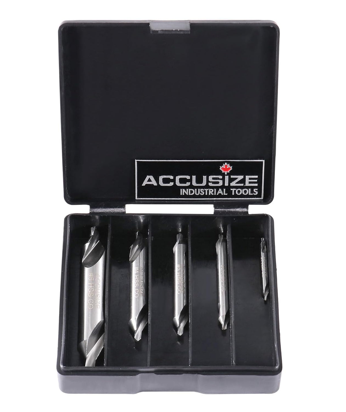 Accusize Center Drill Set, #1-#5, 3/64"-3/16", 5-Pc, M42 Cobalt, 0556-5500