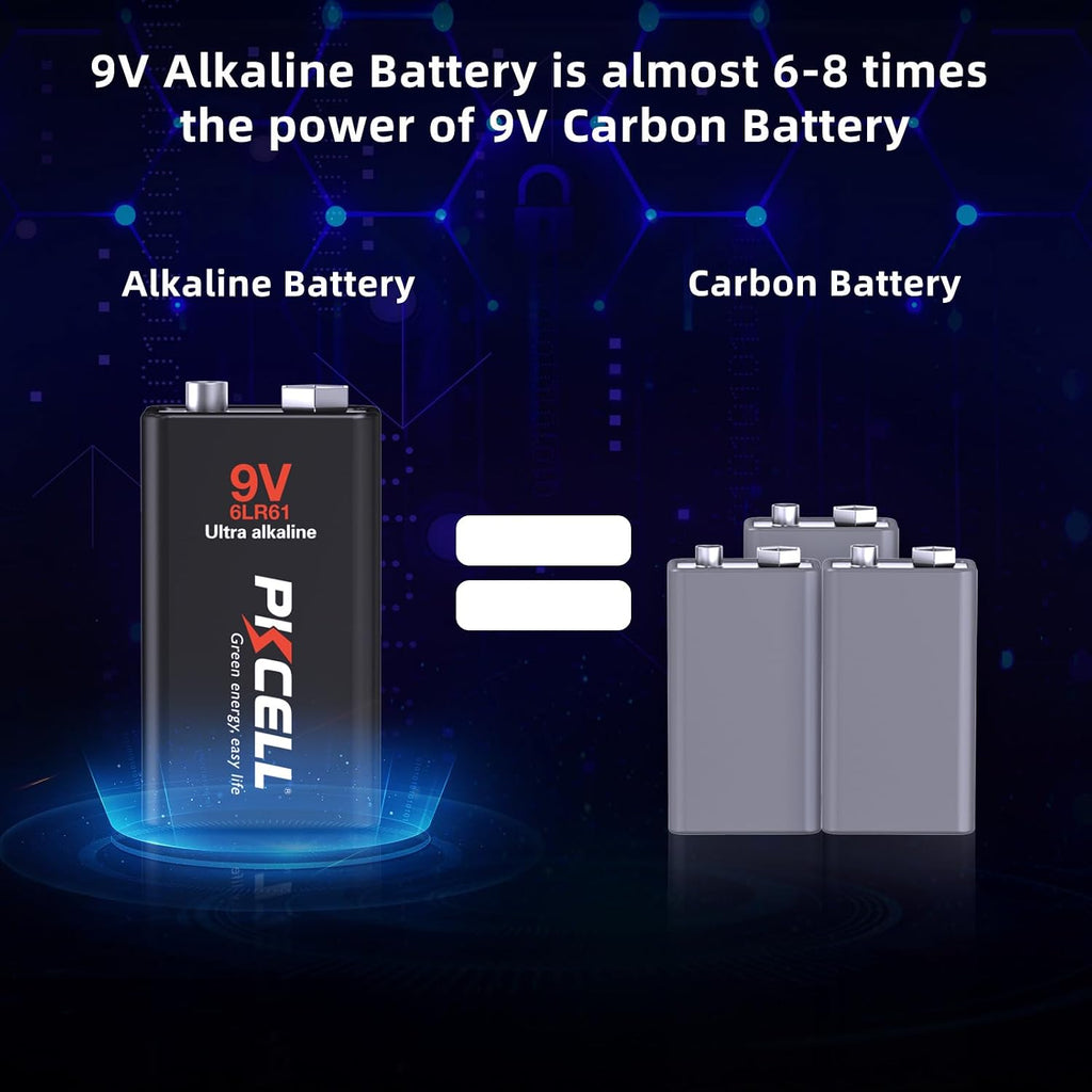 9 Volt Batteries 12 Pack, Alkaline 9V Batteries for Smoke Alarms | 6LR61 9 Volt Battery for Smoke Detector 10 Year