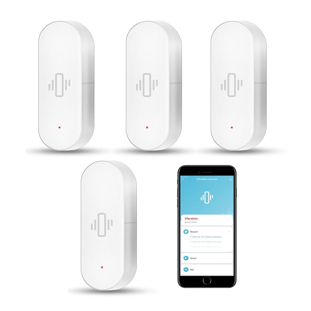 WiFi Vibration Sensor: Smart Door Window Sensor with App Alerts, Wireless Glass Break Detector, Adjustable