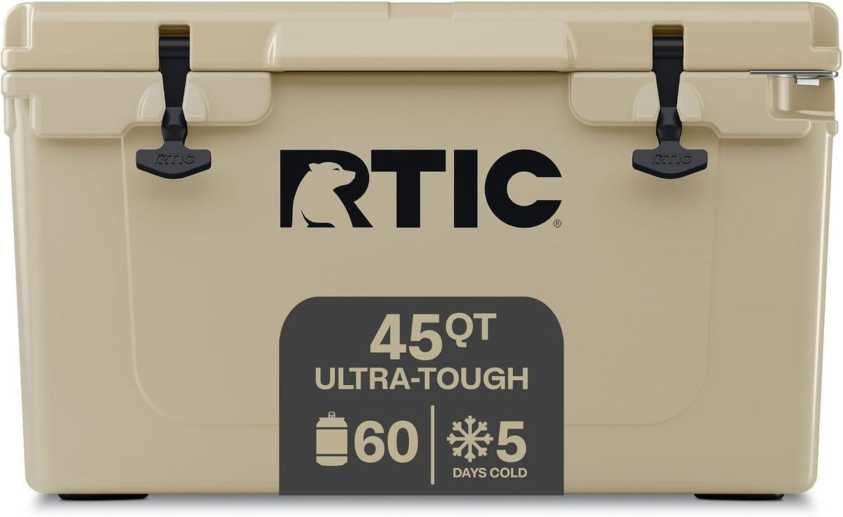45 QT Ultra-Tough Hard Cooler | Portable Hard Ice Chest Box for Beach, Drinks, Camping, Picnic, Fishing, Boat and