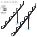 Steel Stair Step Riser 6-Step, Metal Stair Stringer with Reinforcing Support Legs, Heavy Duty Steel Stair Stringer