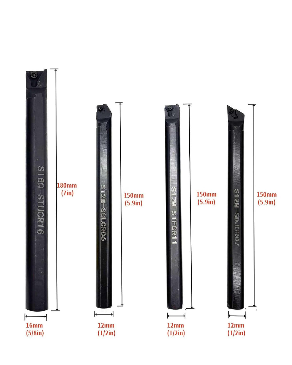 1/2in Indexable Turning Tool Holder Boring Bars with Carbide Turning Inserts