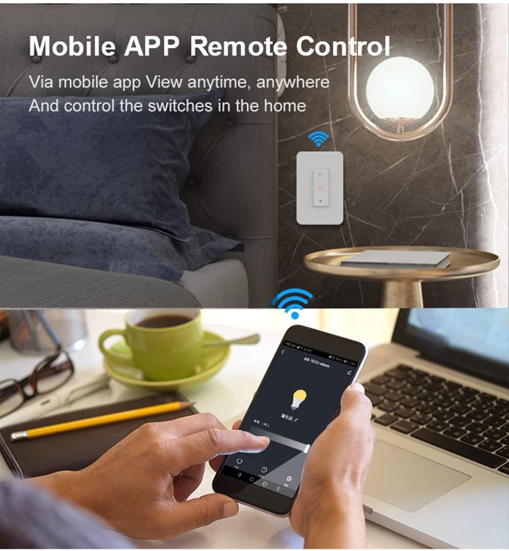 Smart Dimmer Switch, Single Pole/3-Way, Compatible with Alexa & Google Home
