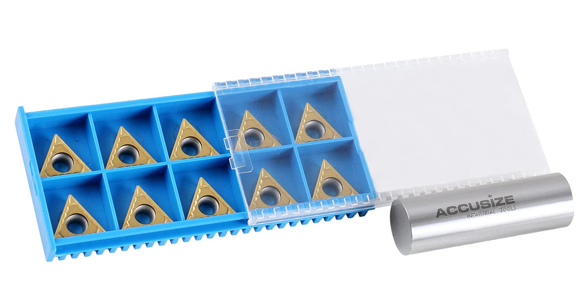 Accusize TCMT32.51 Carbide Insert, TiN Coated, 3/8 in I.C, 10 Pack