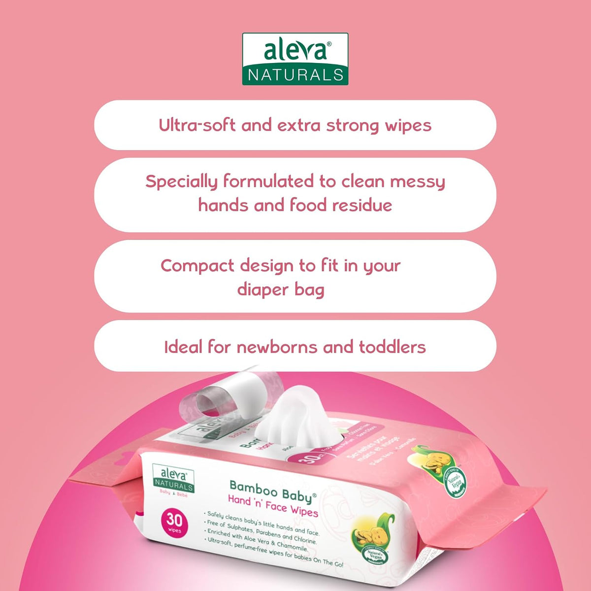 Hand and Face Wipes for Kids, Wet Wipes for Face, Hands and Body, Natural and Organic, Extra Strong and Ultra Soft