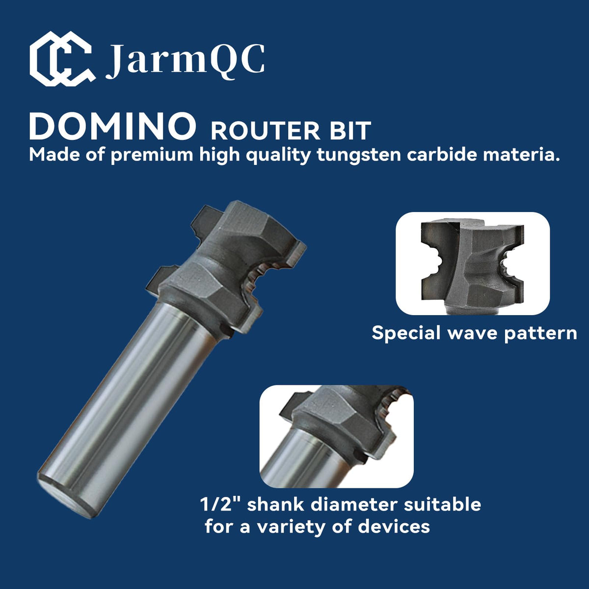 JarmQC Carbide Router Bit 1/2 Shank Compatible for Festool Domino Joiner DF500 4mm Domino Tenon Cutter for Woodworking, Professional Mortising Tool for Furniture & Cabinet Making, D4