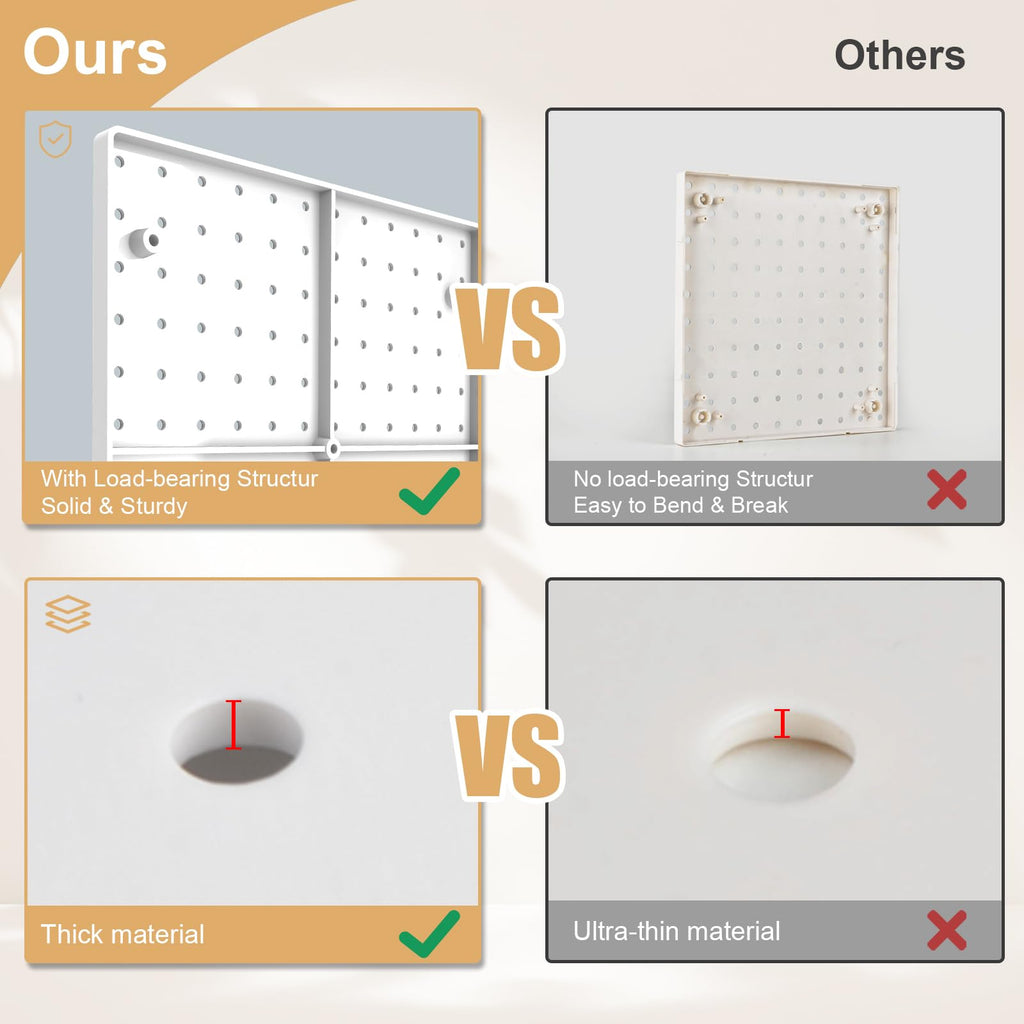Plastic Pegboard Wall Organizer Kit, 12x12, 4 Pack, White
