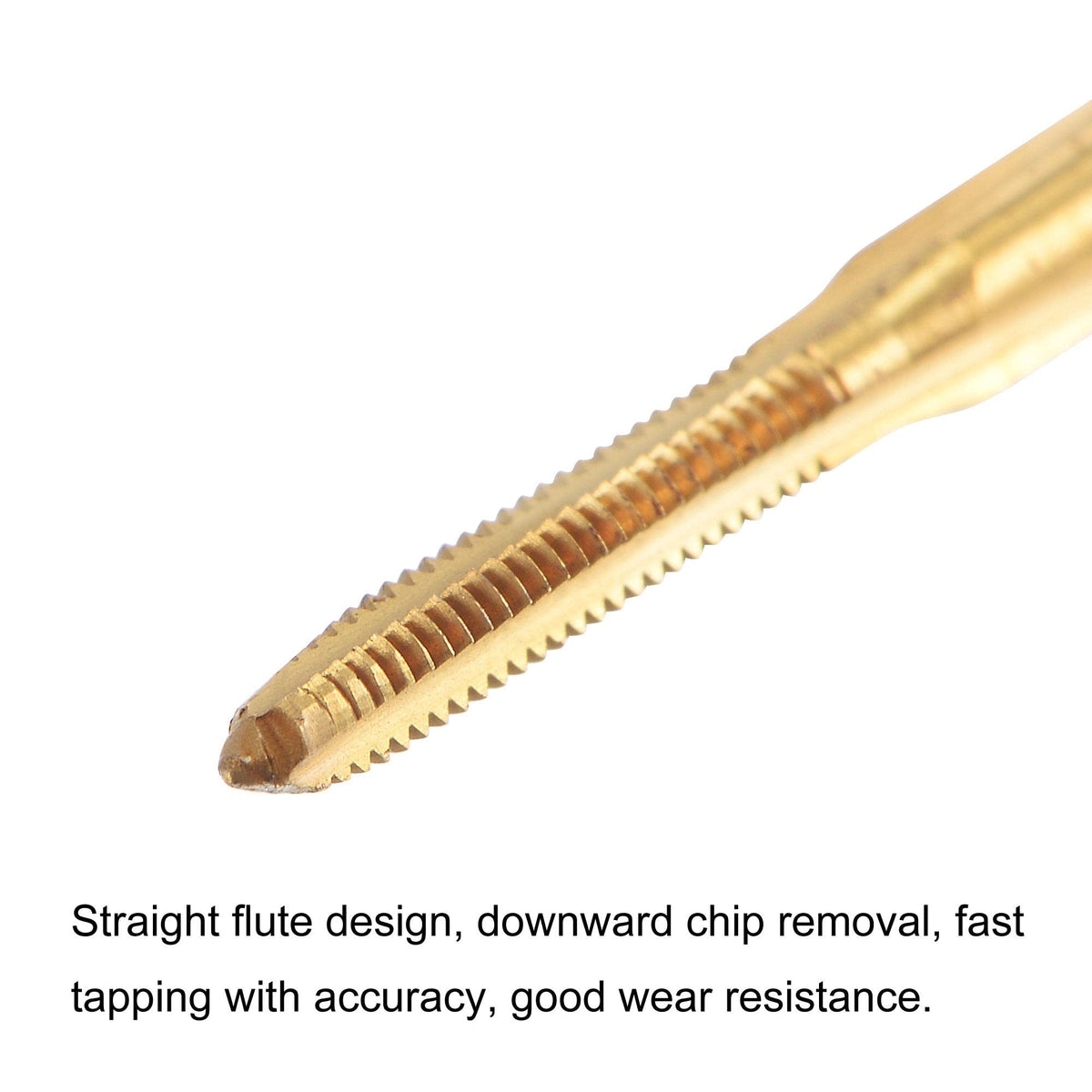 uxcell Thread Tap Metric M1.8 x 0.35, Titanium Coated Cobalt HSS (High Speed Steel) 3 Straight Flutes Machine Mini Micro Screw Threading Tapping Repair Tool for Watches and Clocks, 2pcs
