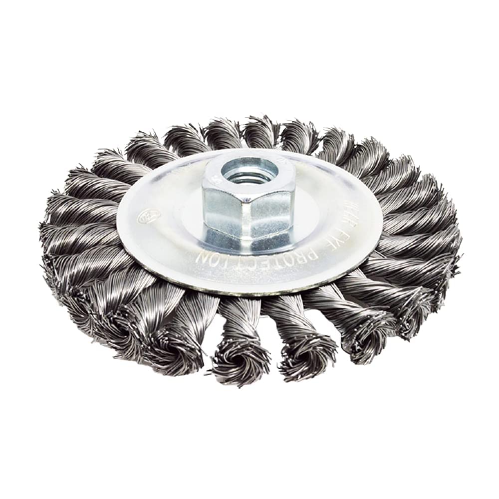 Benchmark Abrasives 5" Standard Twist Knot Abrasive Wire Wheel for Angle Grinder with 5/8"-11 Thread, Cleaning Narrow Holes, Drill, Deburring Grinding Wheels Wire Wheel Attachment - Carbon Steel