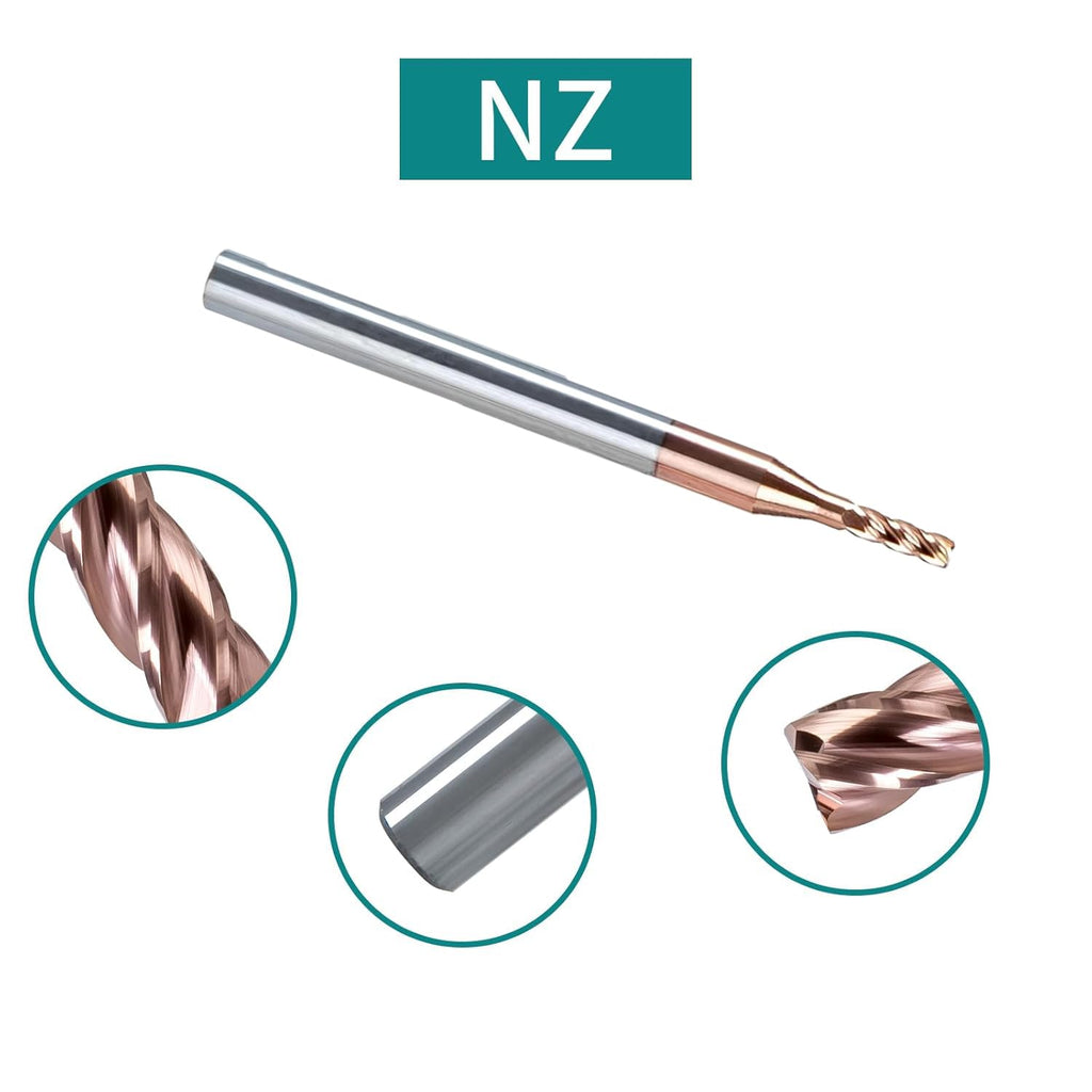 NZ 4 Flute 1/16" Square End Mill TiSiN-Coated Carbide for Hardened Stainless Alloy Steel Titanium Cast Iron