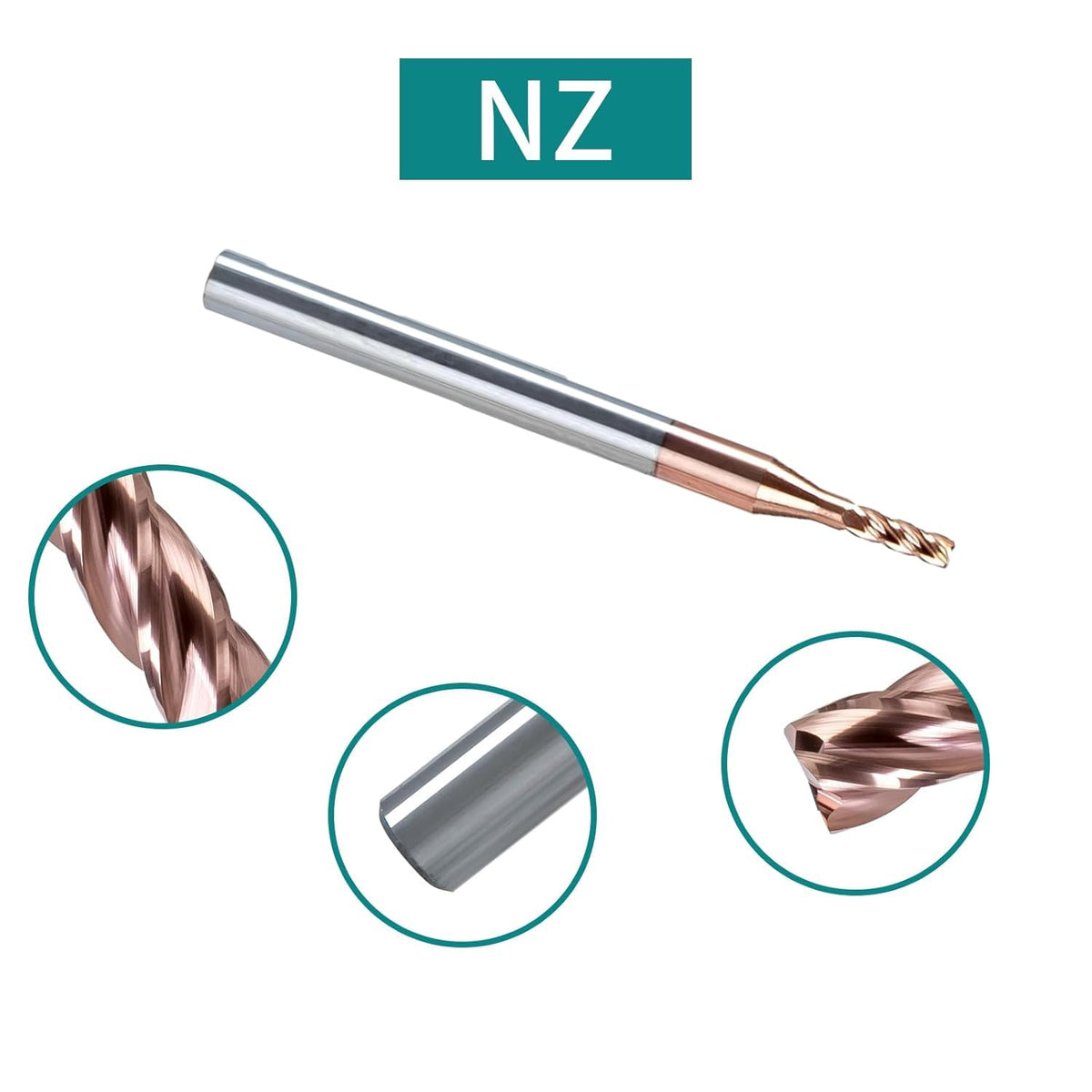 NZ 4 Flute 1/16" Square End Mill TiSiN-Coated Carbide for Hardened Stainless Alloy Steel Titanium Cast Iron
