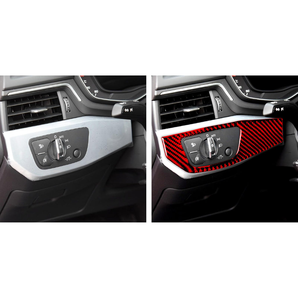 JKYUKU Real Carbon Fiber for Audi Accessories Headlight Power Switch