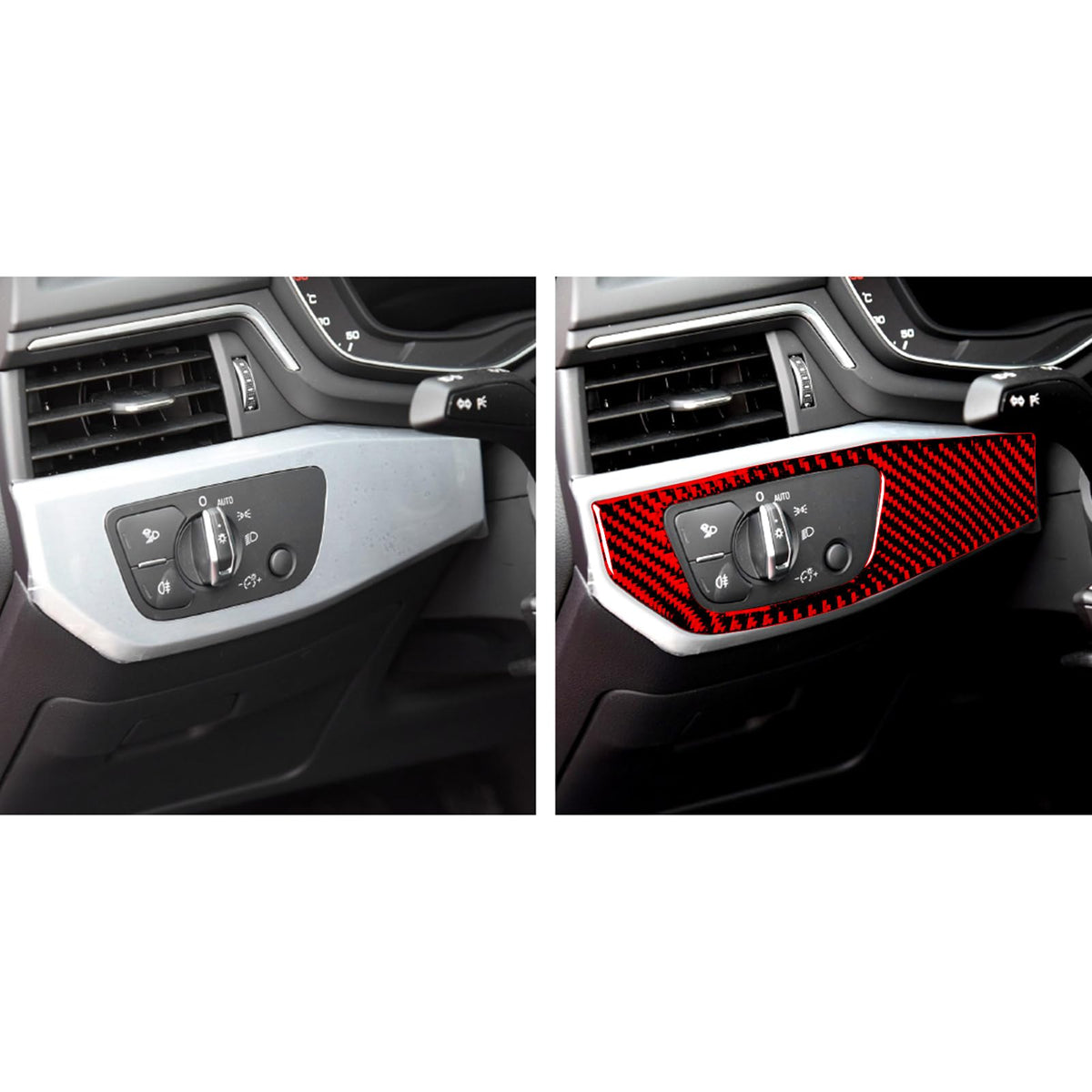 JKYUKU Real Carbon Fiber for Audi Accessories Headlight Power Switch