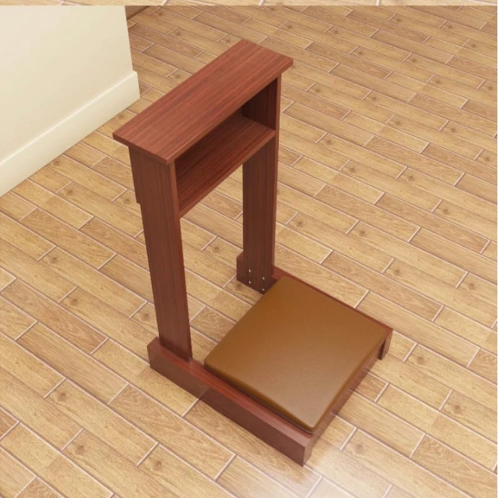 Padded Kneeler with Book Shelf, Church Pulpit Kneeling Chair (White)