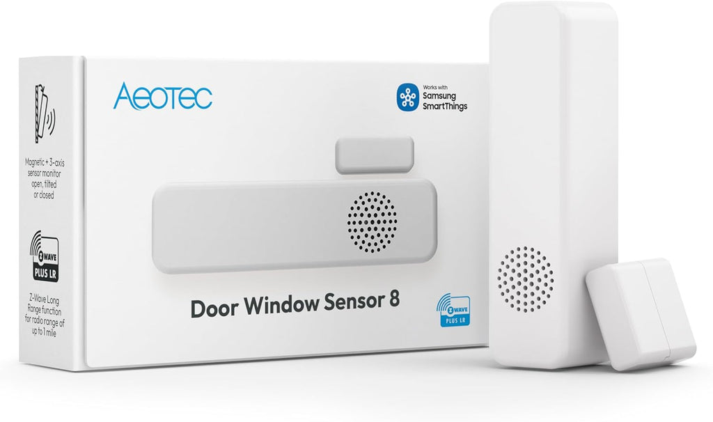 Door Window Sensor 8 - Z-Wave Long Range, Open/Close, Temperature & Humidity, 3 Axis Sensor, Mold Hazard Function