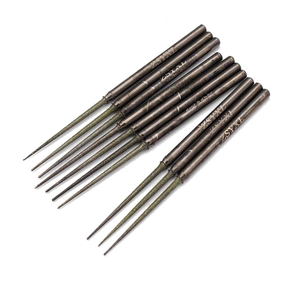 Luo ke 10 Pcs 1/8" Shank Expanding Hole Diamond Burr Bead Reamer