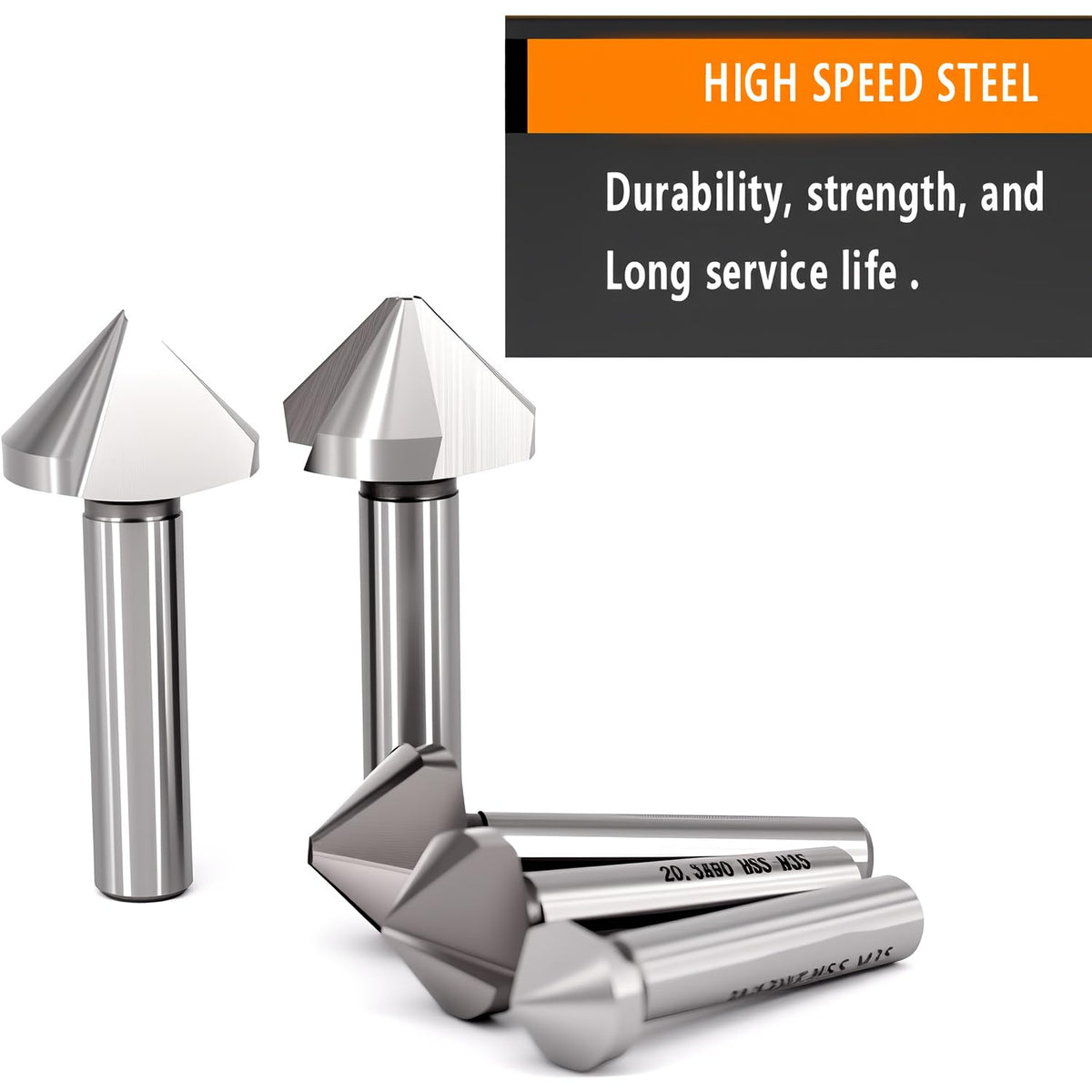 Countersink Drill Bit Set for Steel, 3 Flute 90 Degree HSS Chamfering Tool Bit for Metal Wood Woodworking Metal Working Tool Bit Set, Pack of 6pcs 1/4 1/2