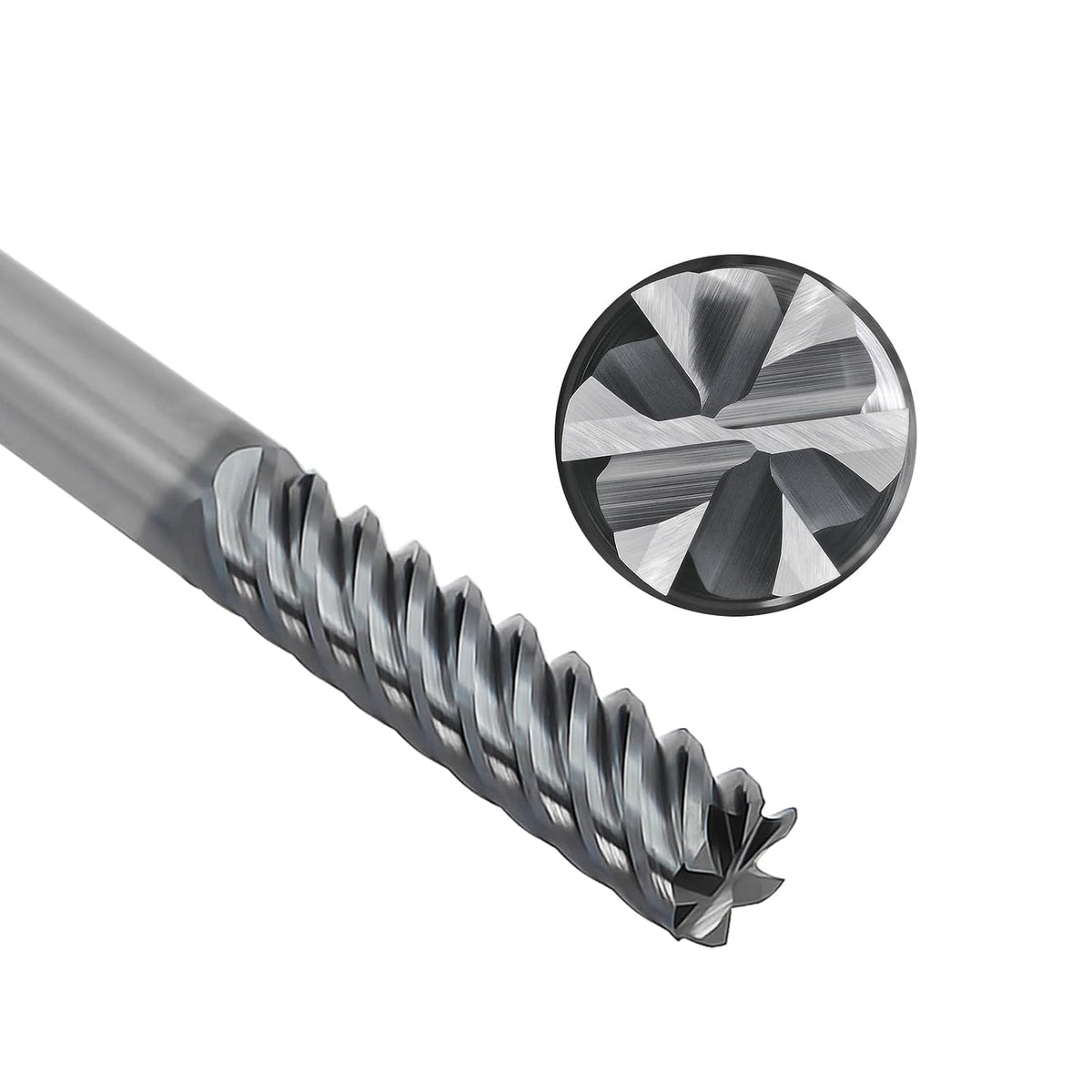 Tools Carbide End Mills,6 Flute Square Milling Cutter，High Helix Angle for High Hardness Steel Finshing Milling Processing - 1/4 Shank (1/4-2.5" 1PCS)