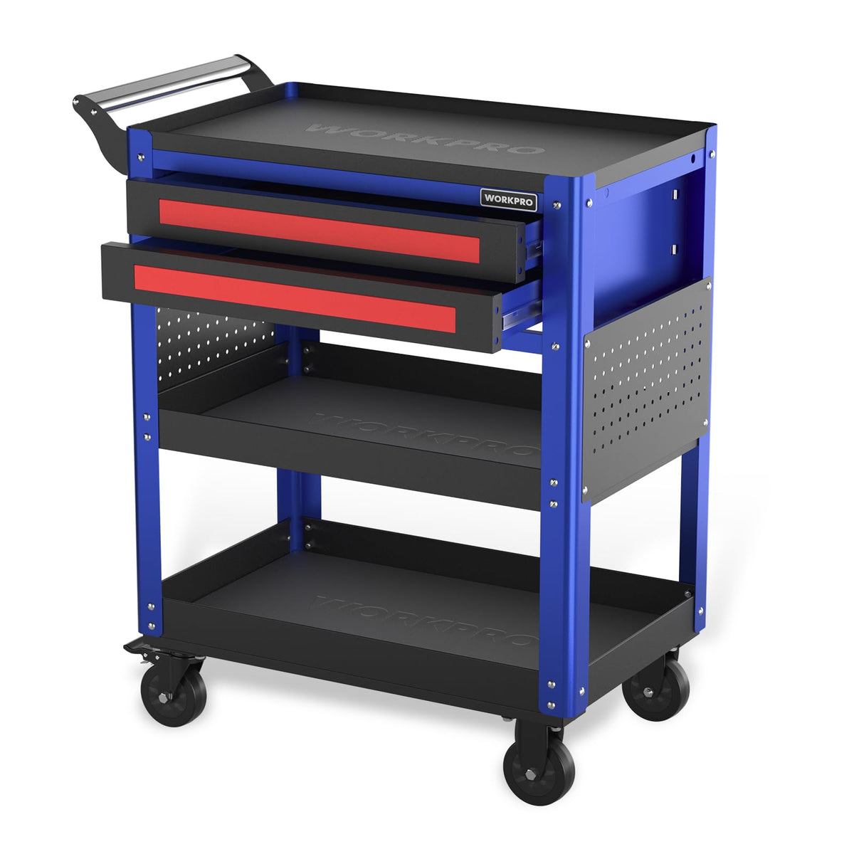 Premium 28" 2-Drawer Rolling Tool Cart, Heavy Duty Utility Industrial Service Cart Storage Organizer with Wheels and