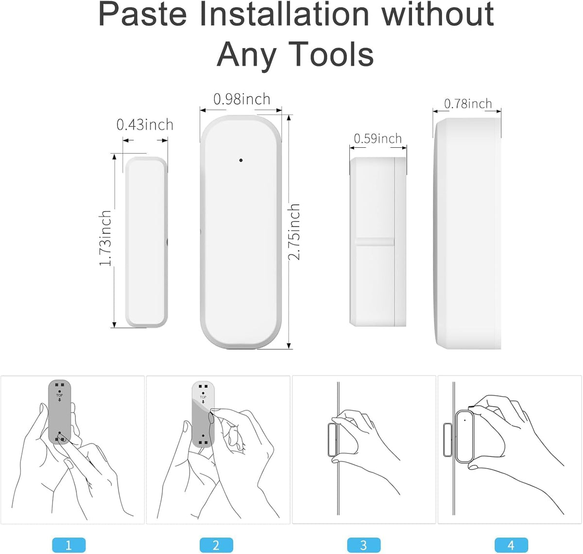 WiFi Door and Window Sensor, Smart Home Security Alert System, 2.4G Wireless, Compatible with Alexa, Google Home