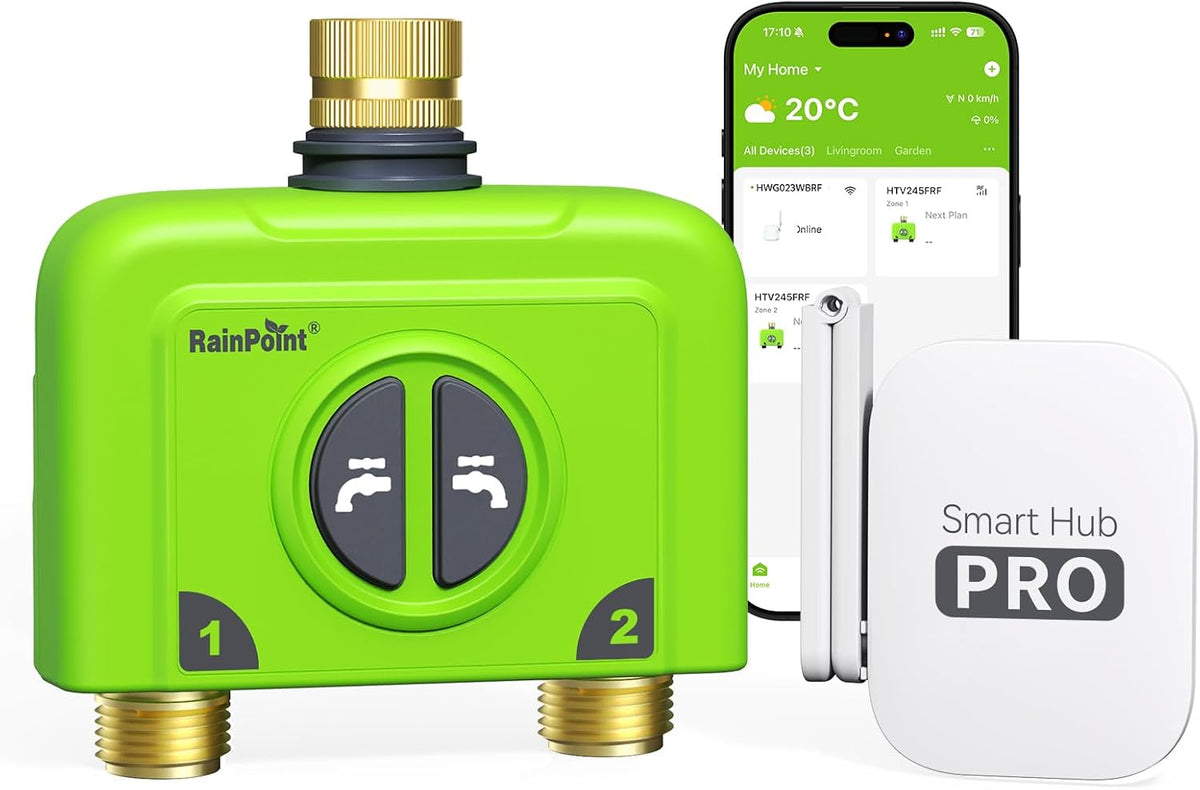 WiFi Water Timer for Garden Hose, 2 Zone WiFi Sprinkler Controller, Smart Hose Timer Valve, Automatic Drip Irrigation