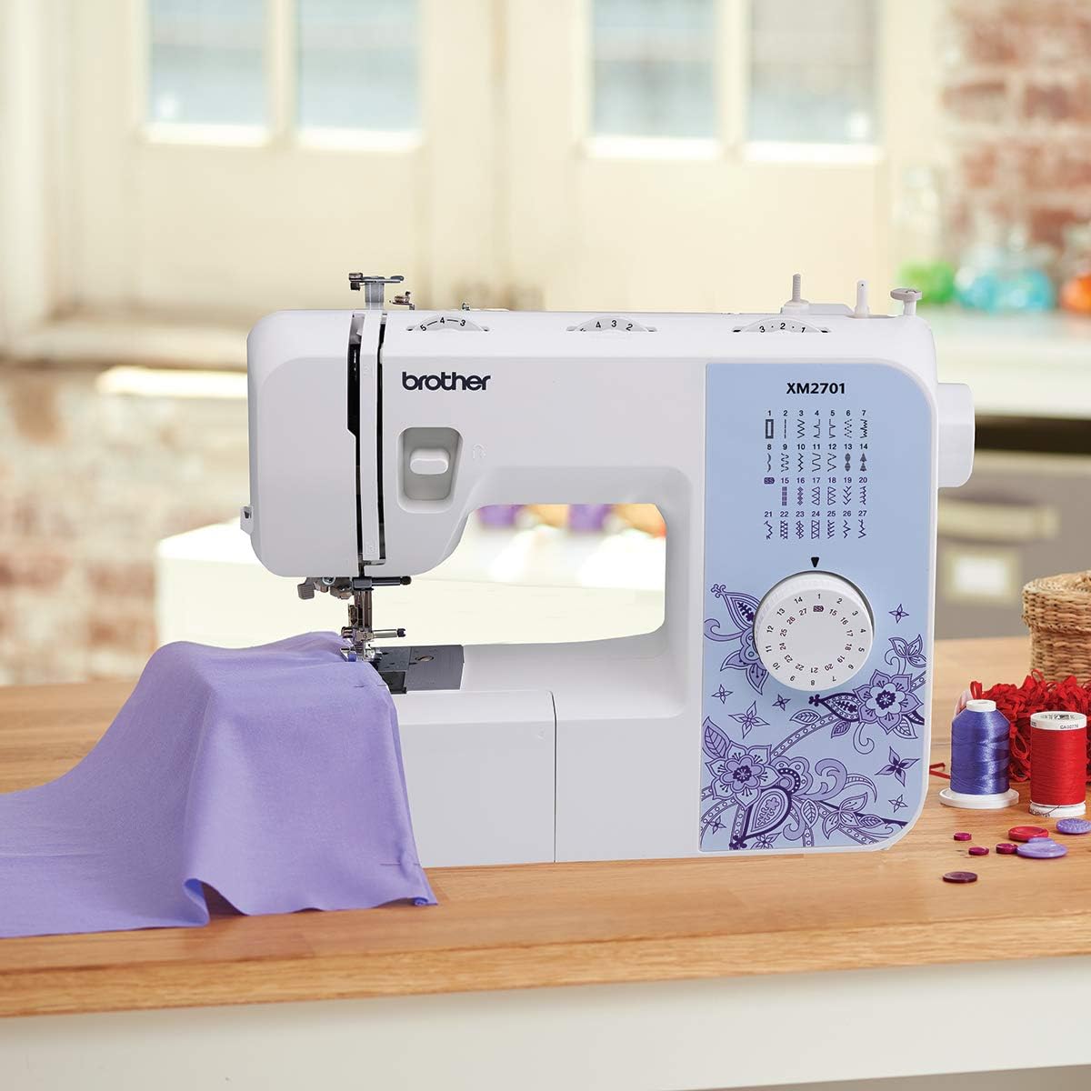Sewing Machine, XM2701, Portable Sewing Machine, 27 Stitches | Easy sewing machine with 6 sewing feet, auto needle