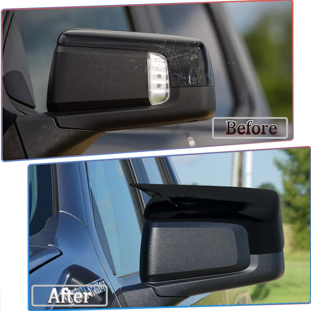 MUXEE Rear View Mirror Cover, for 2019-2026 Chevy Silverado 1500/GMC Sierra 1500 - Bright Black Turn Signal Housing Cover Accessories