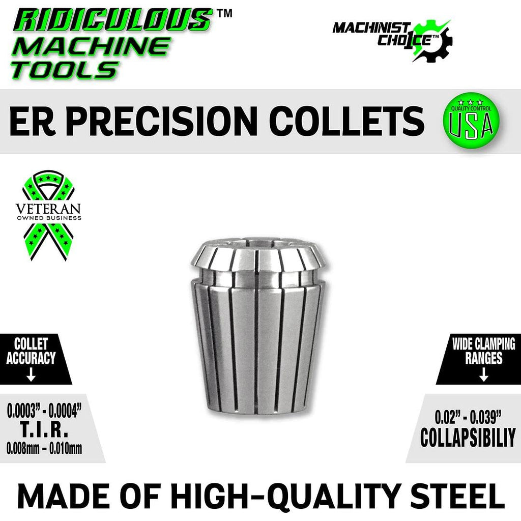 12.0MM ER 20 High Precision Spring Collets Metric (0.0003) T.I.R. Machinist Choice