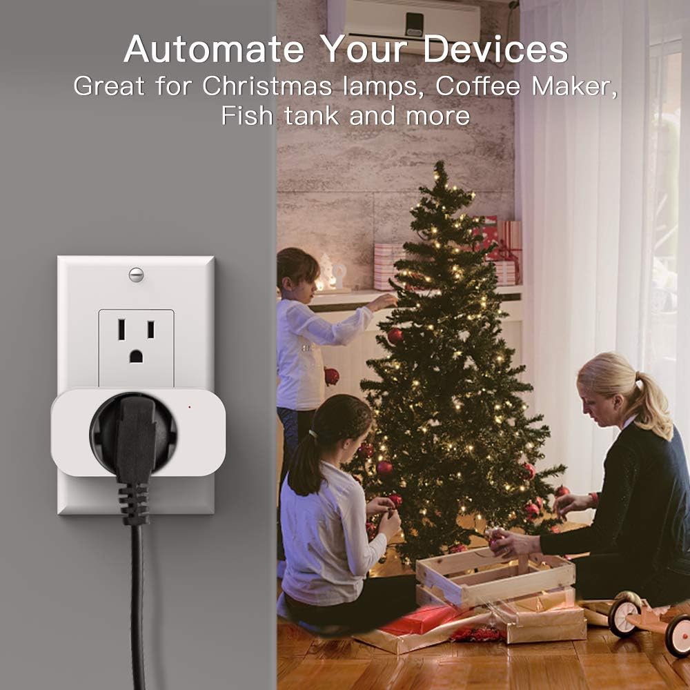 4 Pack Smart Plugs that Work with Alexa and Google Home, 7 Day Heavy Duty Programmable Timer, 1800W 15A WiFi Smart