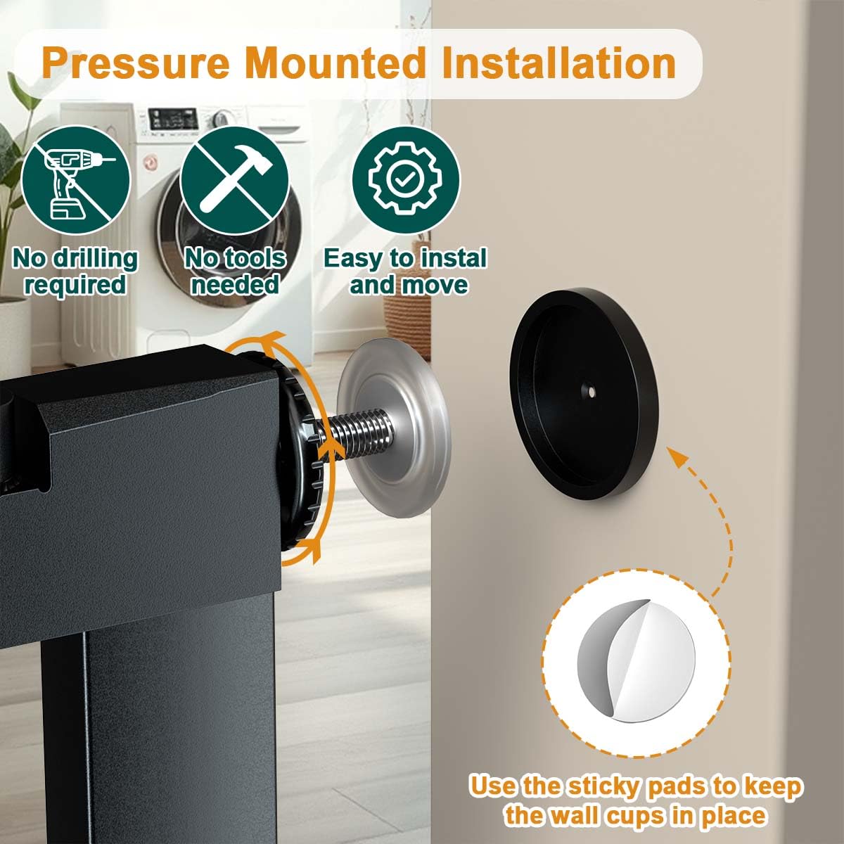 36" Tall x 22.8-25.5" Wide Extra-Tall & Extra-Wide Adjustable Hardware/Pressure-Mounted Pet & Child Safety Gate with Dual-Lock Walk-Through Swing Door for Stairs, Hallways & Wide Doorways