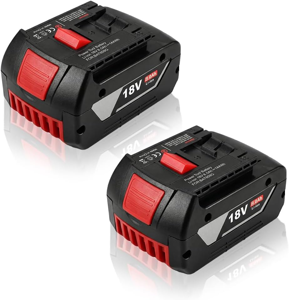 2-Pack 18V 8.0Ah Replacement Lithium-Ion Battery for Bosch 18V Power Tools