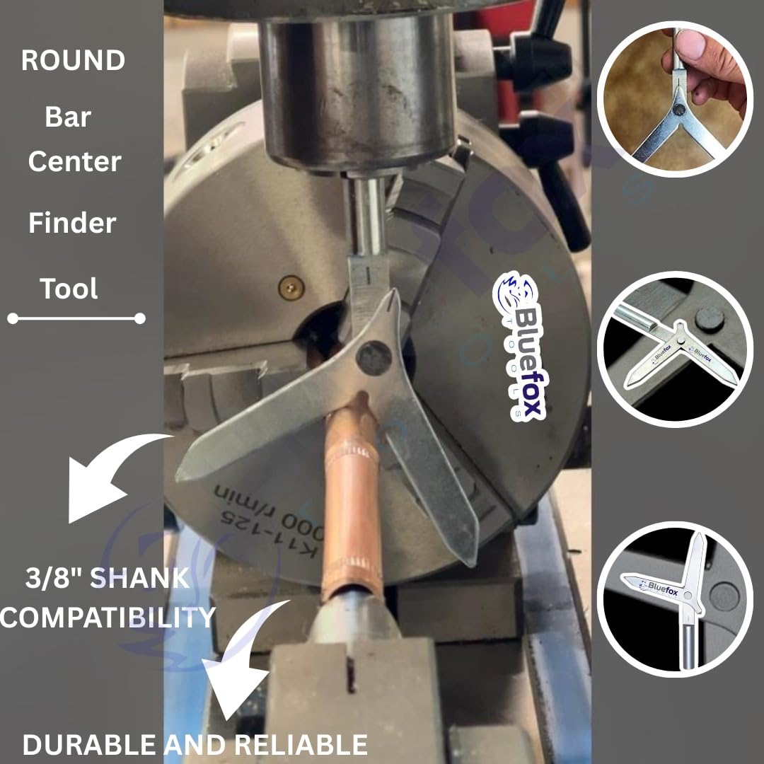 BLUEFOX ROUND Bar Center Finder Tool | 3/8" Shank for Milling Machine | Quickly And Easy Work | Round Workpiece