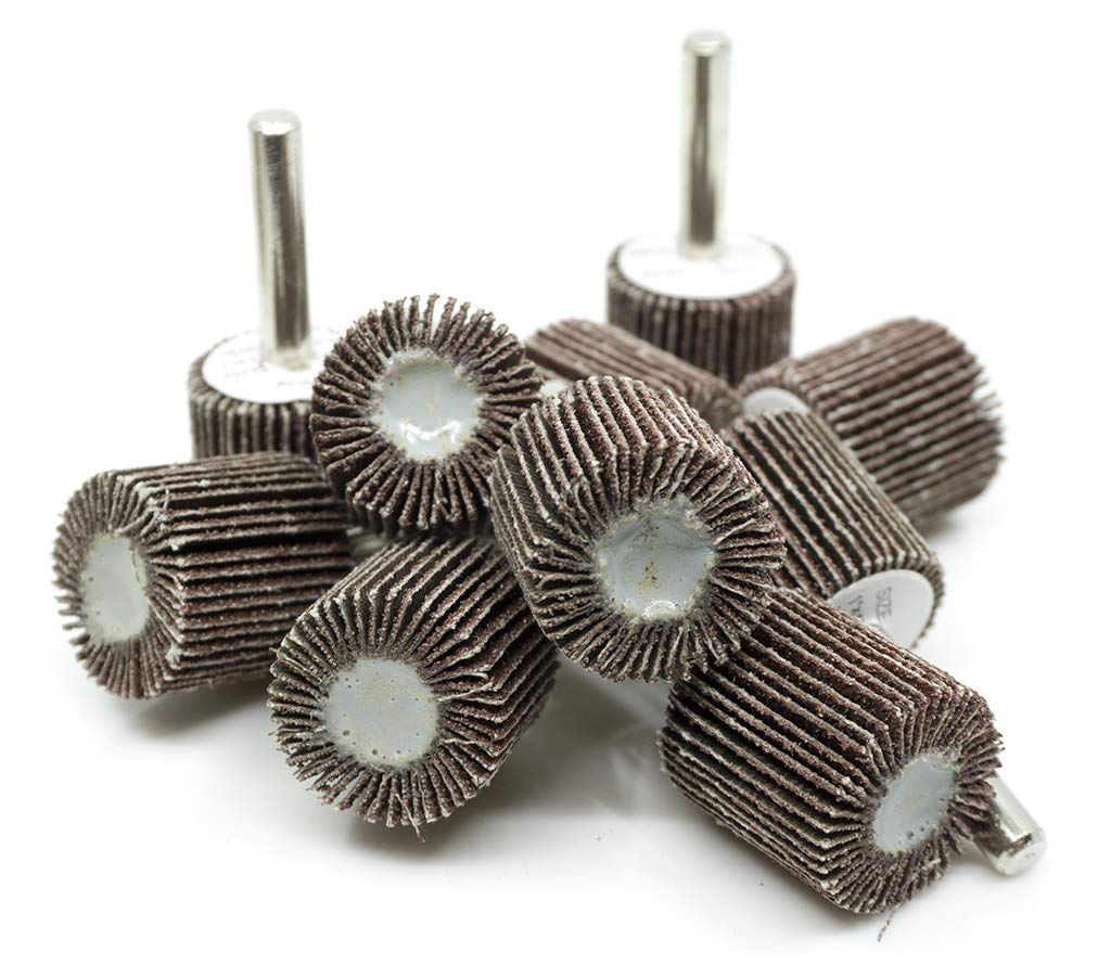 Benchmark Abrasives 1" X 1" (1/4" Shaft) Aluminum Oxide Flap Wheel - (10 Pack) (120 Grit)