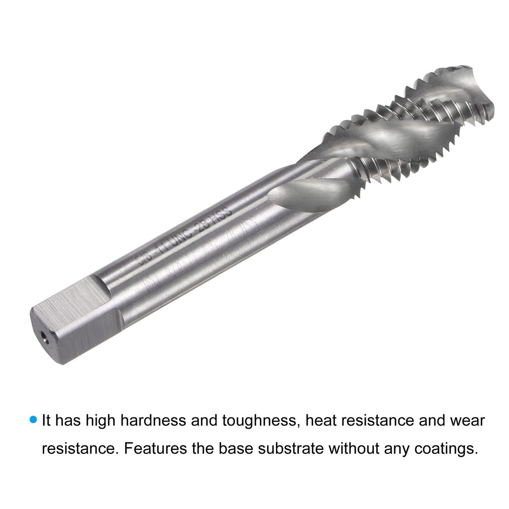 uxcell Spiral Flute Taps, 5/8-11 UNC 2B High Speed Steel (HSS) Uncoated Machine Thread Milling Threading Screw Tap 3 Flutes Tapping Tool