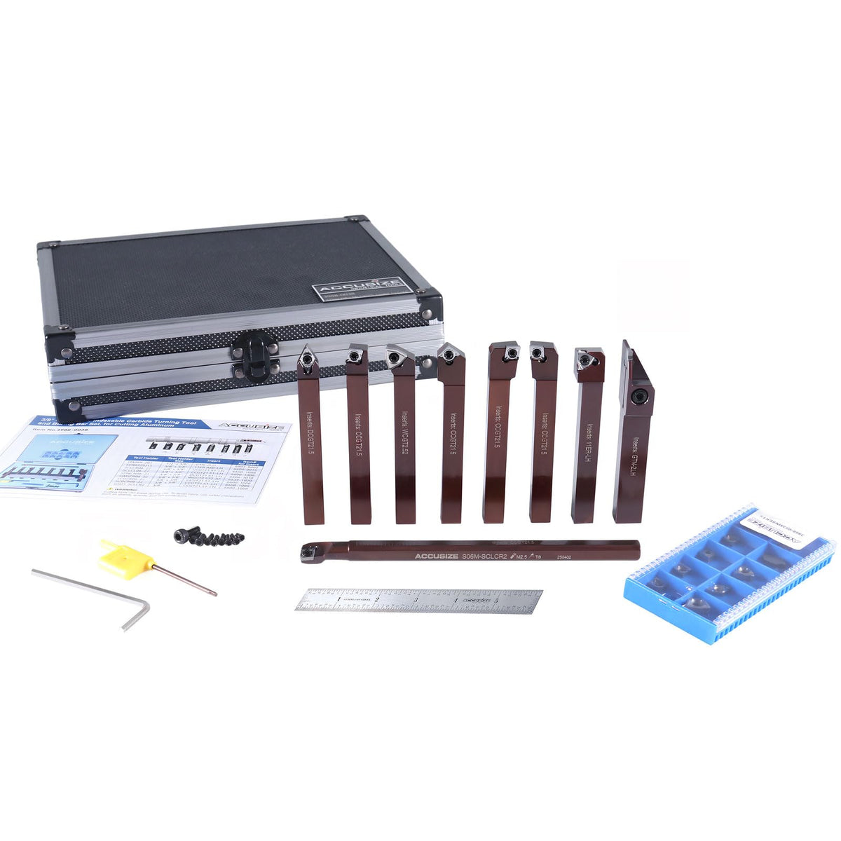 Accusize 3/8 in Shank Indexable Carbide Turning Tool Set, 3988-0038
