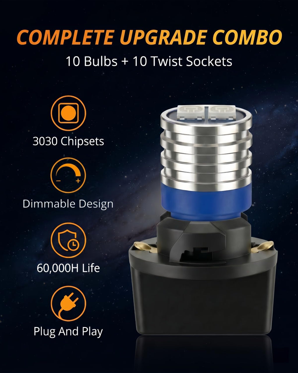 WLJH Blue PC194 T10 194 LED Twist-Lock Bulbs for Instrument Panel