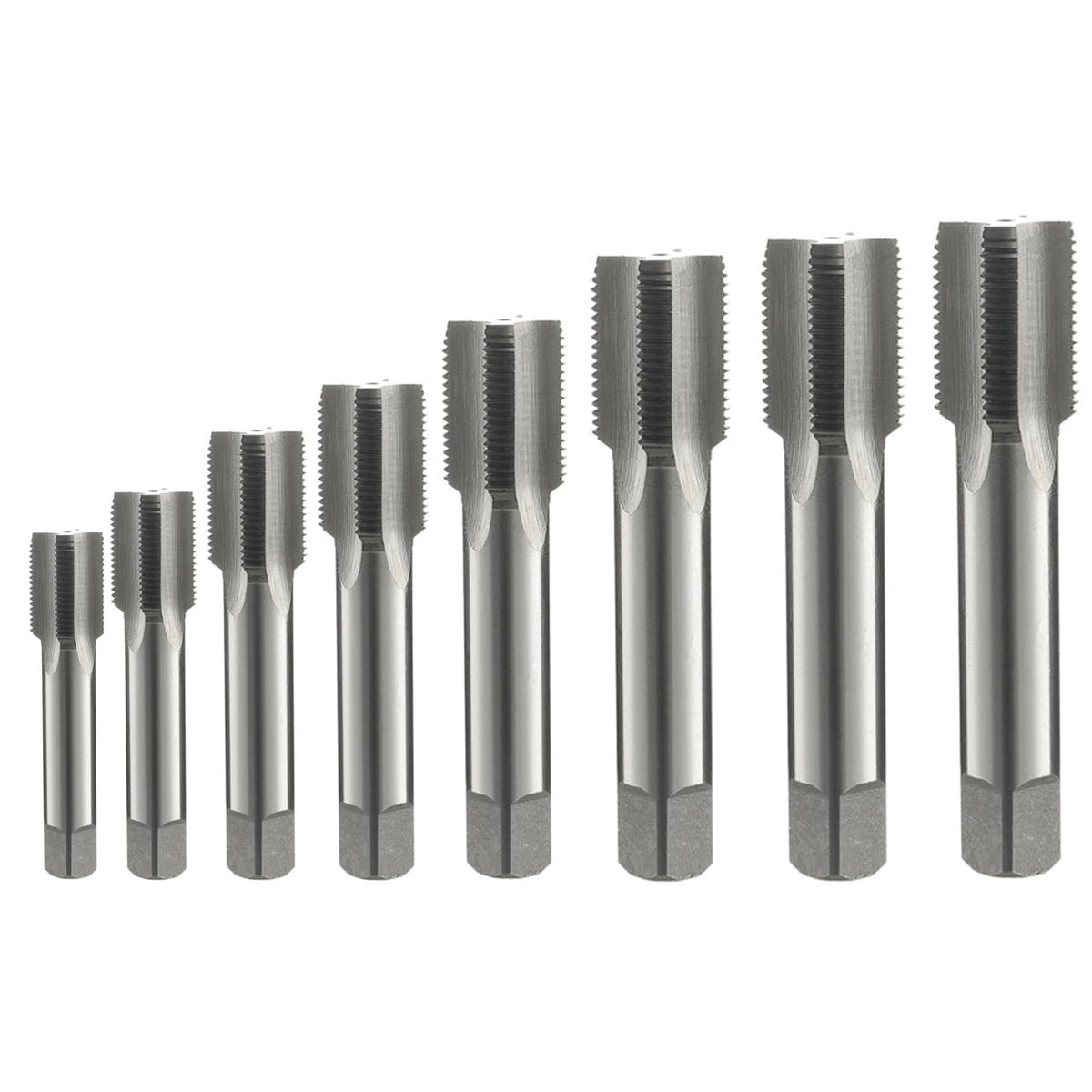 Left Hand Straight Flute Thread Tap Machine Tap HSS (High Speed Steel) Threading Tapping Repair Tools DRINYOUNG (8pcs：5/8-20 - 1"-18)