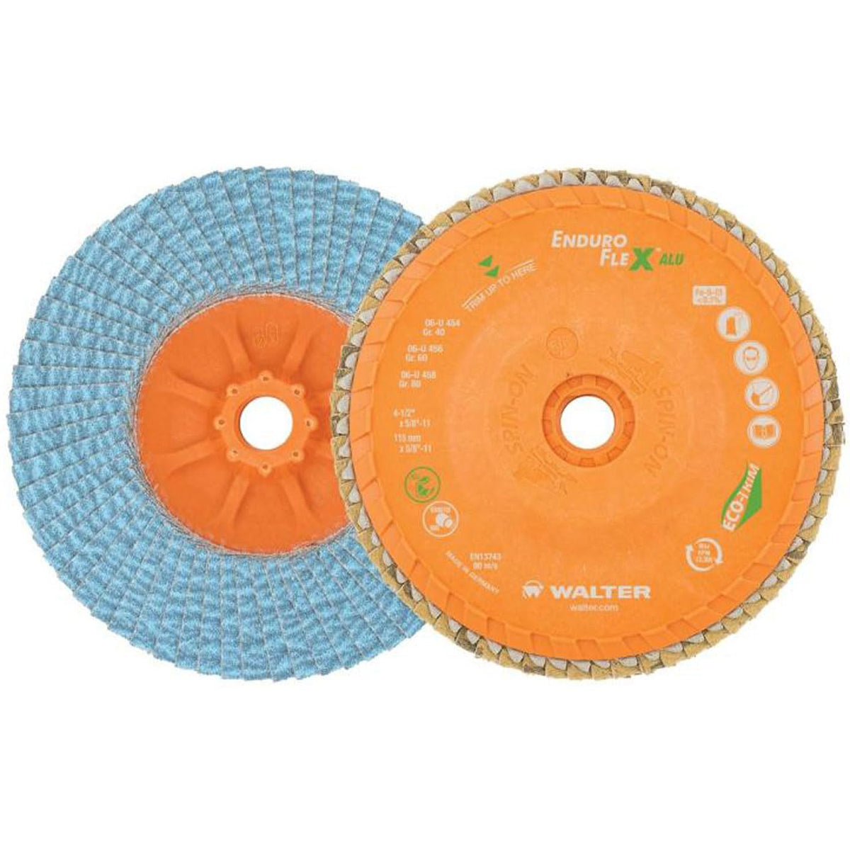Walter 06U456 4-1/2x5/8-11 Enduro-Flex ALU Spin-On Discs High Performance Flap Disc for Aluminum Grit 60 Type 27S, 10 Pack