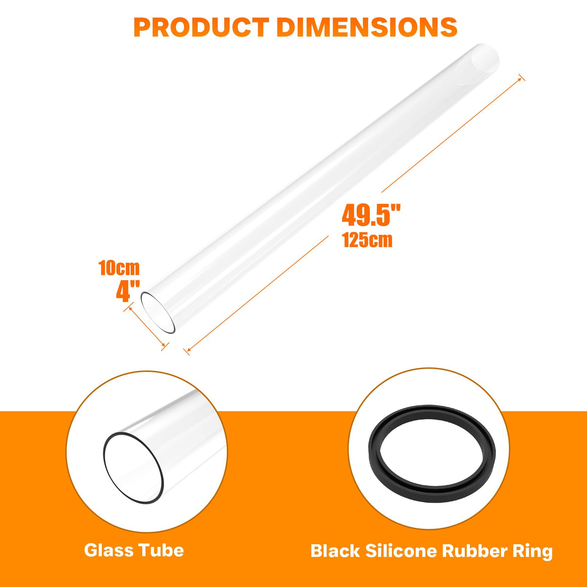 49.5"x4" Patio Heater Glass Tube Fits 87" Pyramid Heaters