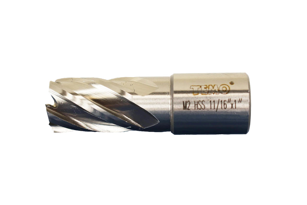 TEMO 11/16" M2 Premium Annular Cutter with Weldon Shank, 1" Depth of Cut