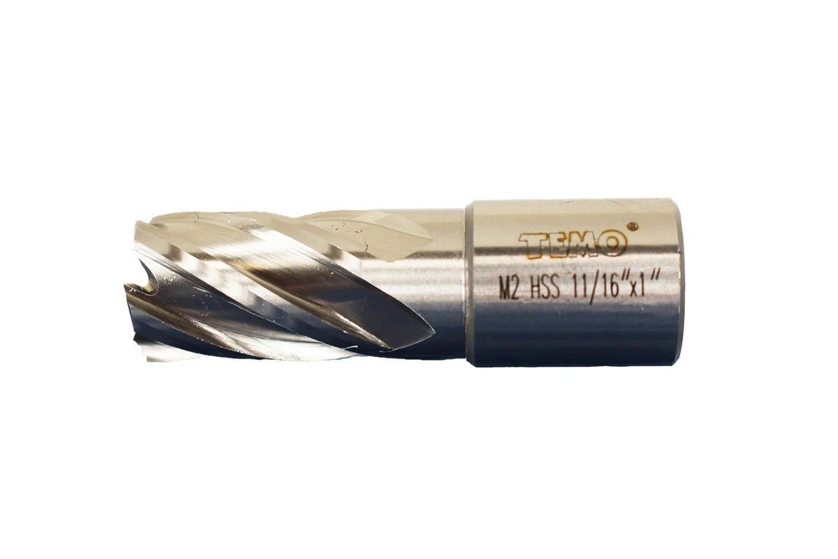 TEMO 11/16" M2 Premium Annular Cutter with Weldon Shank, 1" Depth of Cut