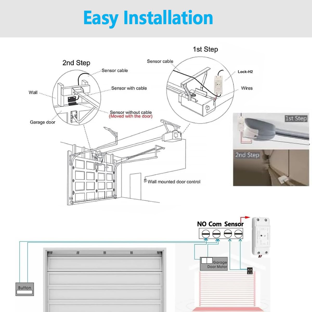 WiFi Smart Garage Door Opener, Universal WiFi Remote Controller | Door Left Open Alert, Smart Life APP Remote