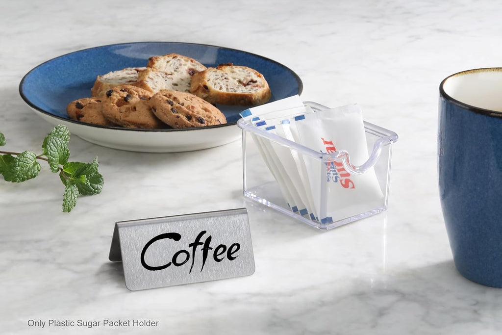 Plastic Sugar Packet Holder, Clear, Heavy Duty SAN Material, Set of 24