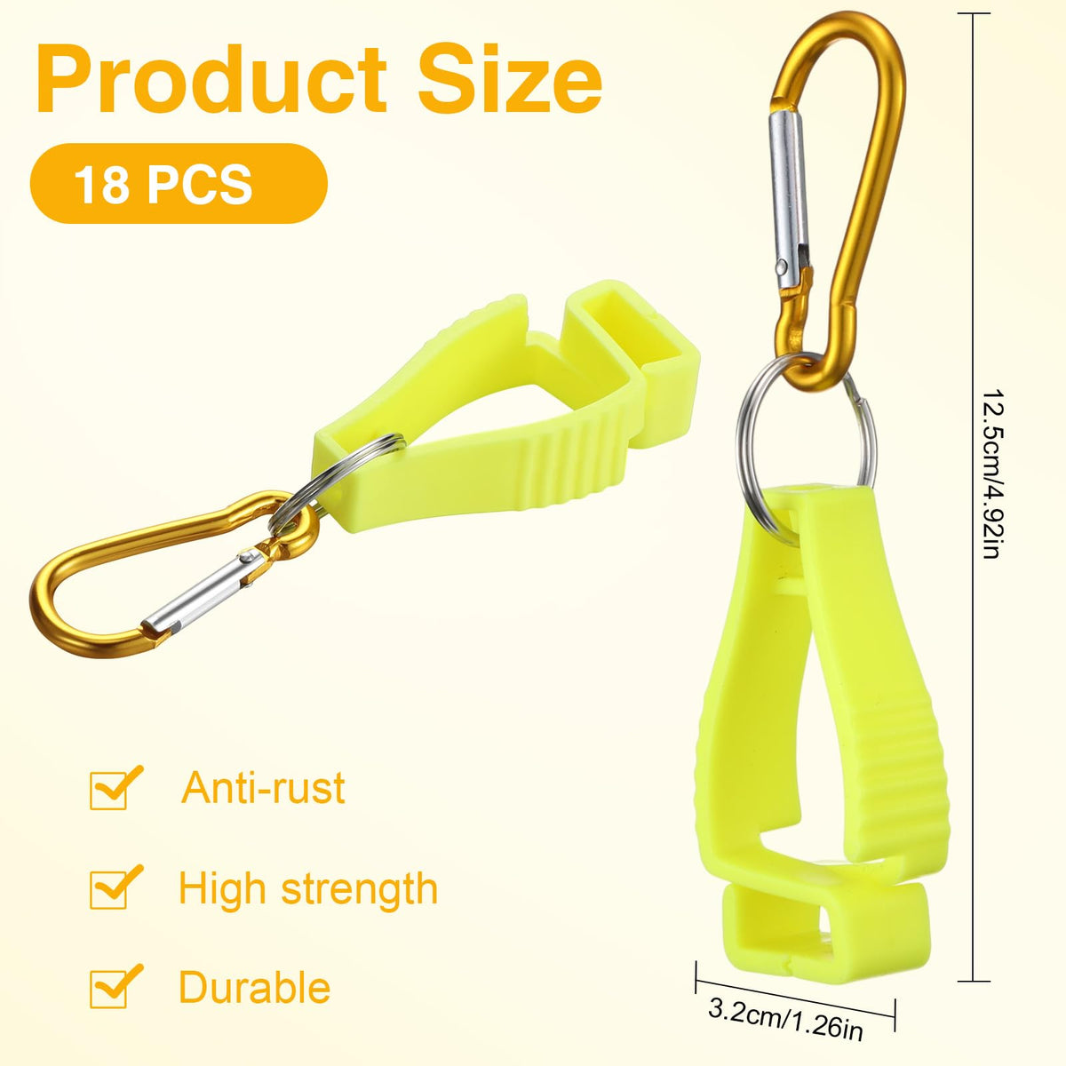 Leinuosen 18 Pcs Yellow Glove Clips for Work, Glove Holders Bulk
