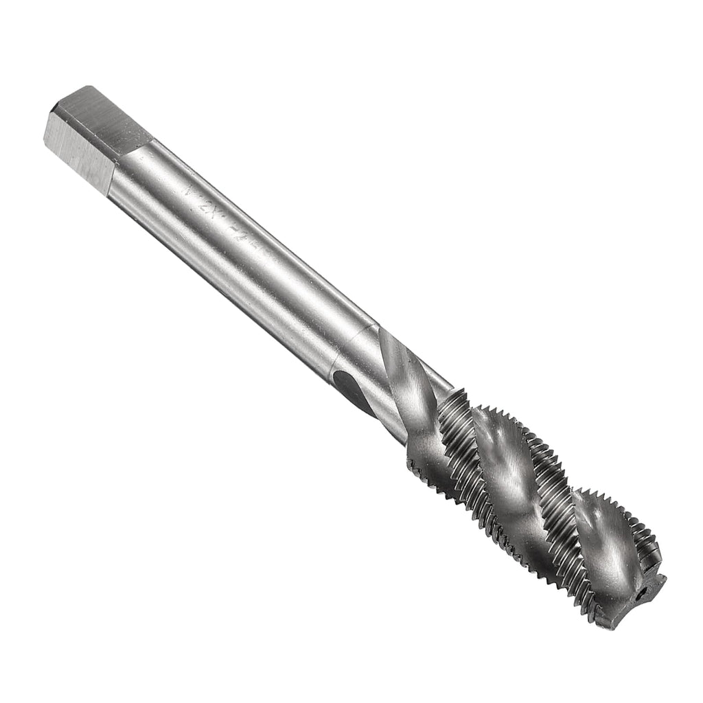 uxcell Spiral Flute Thread Taps M12 x 1 H2 Metric Machine Threading Tap Bit, Uncoated Screw Tapping Repair Tool, M2 High-Speed Steel (HSS)