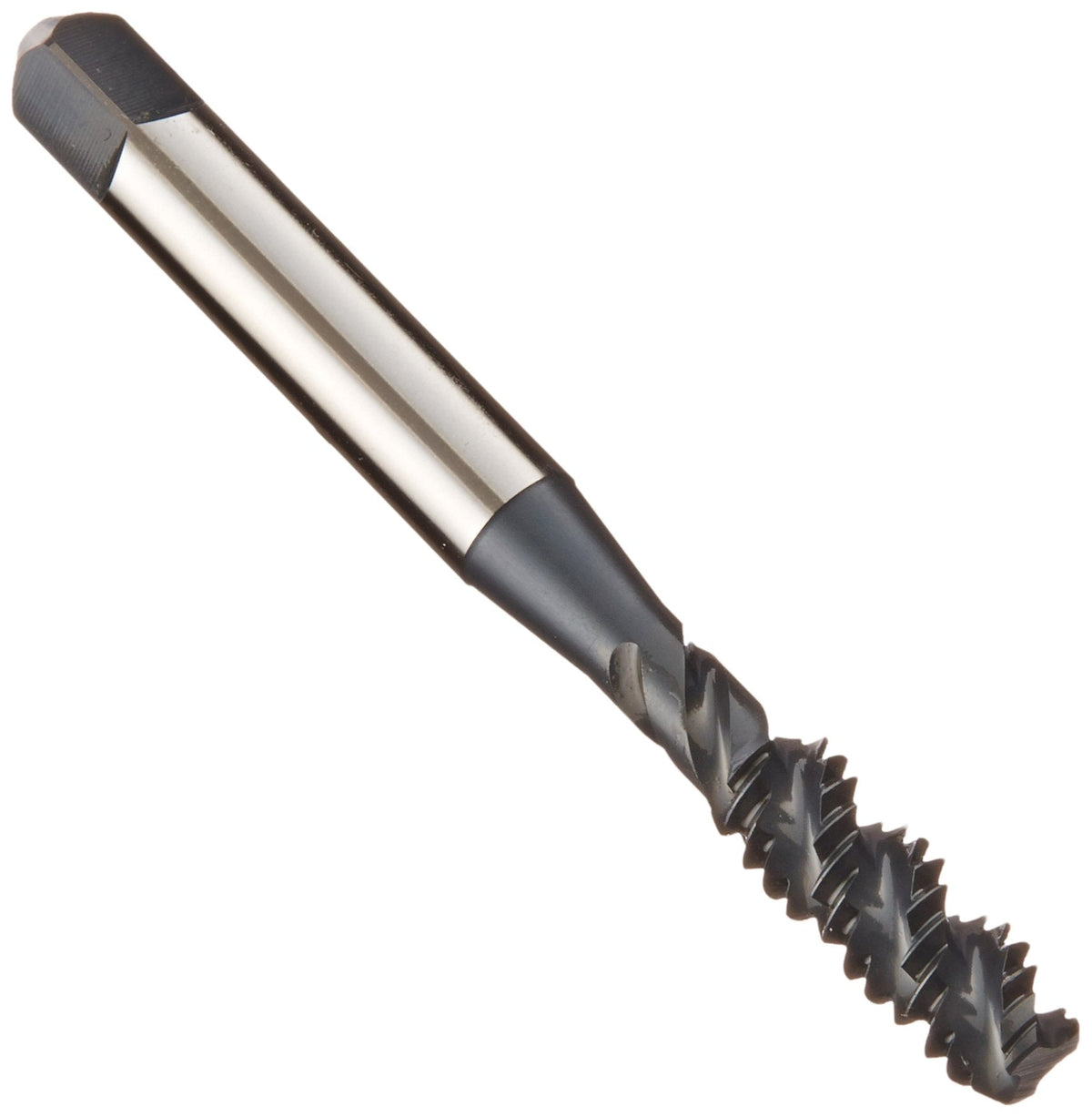YG-1 - F4403 F4 Series Vanadium Alloy HSS Spiral Flute Tap, Steam Oxide, Round Shank with Square End, Bottoming Chamfer, 1/4"-20 Thread Size, H3 Tolerance