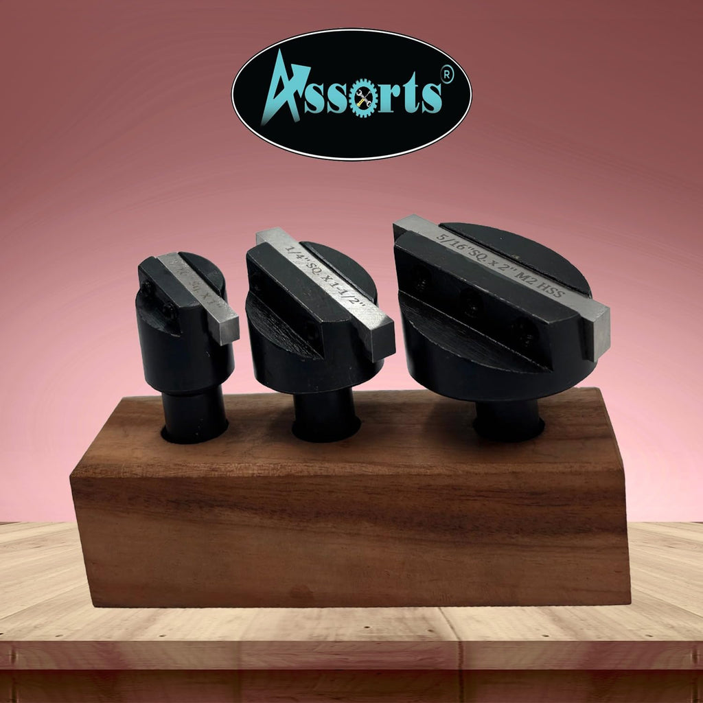 ASSORTS Fly Cutter Set, 1/2" Shank with Wooden Stand