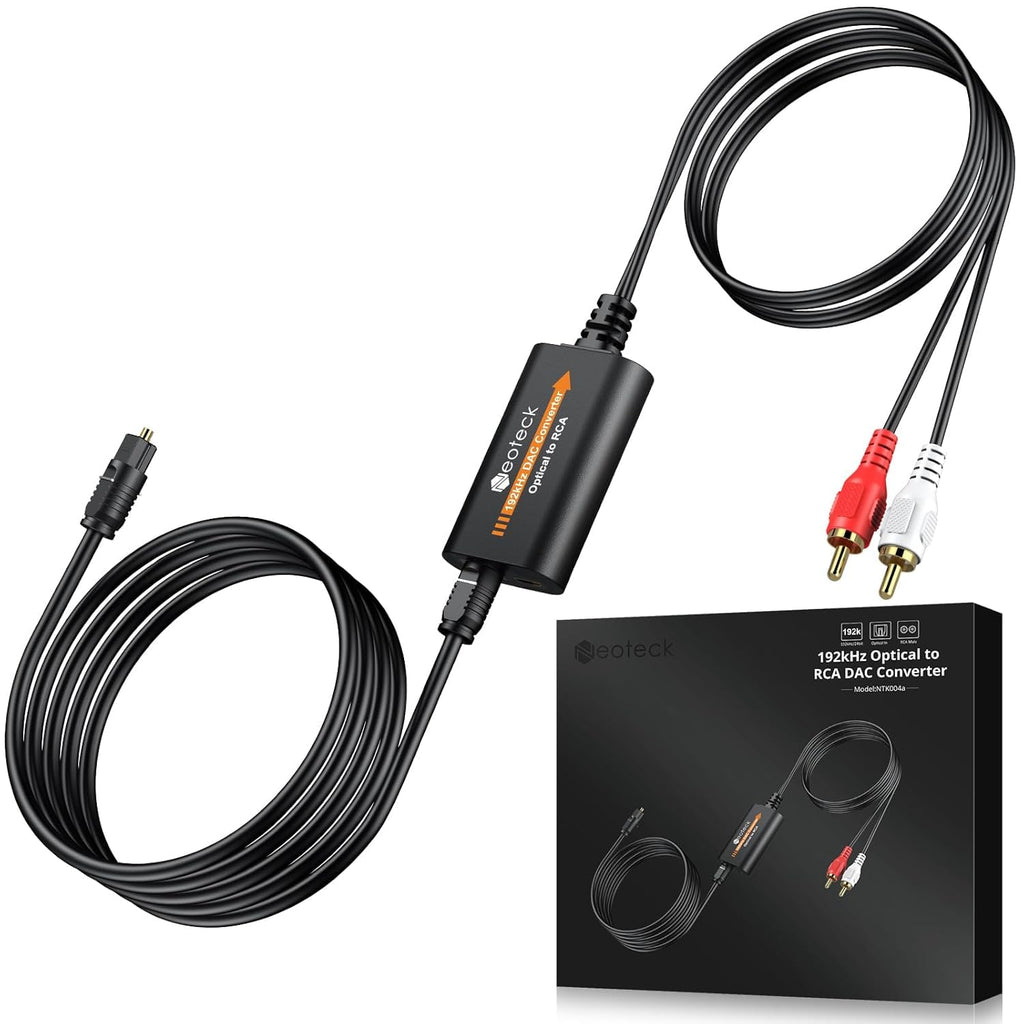192kHz DAC Converter 7ft/2.1m Optical to RCA Cable | SPDIF to RCA Digital to Analog Converter for HDTVs Set-Top Boxes