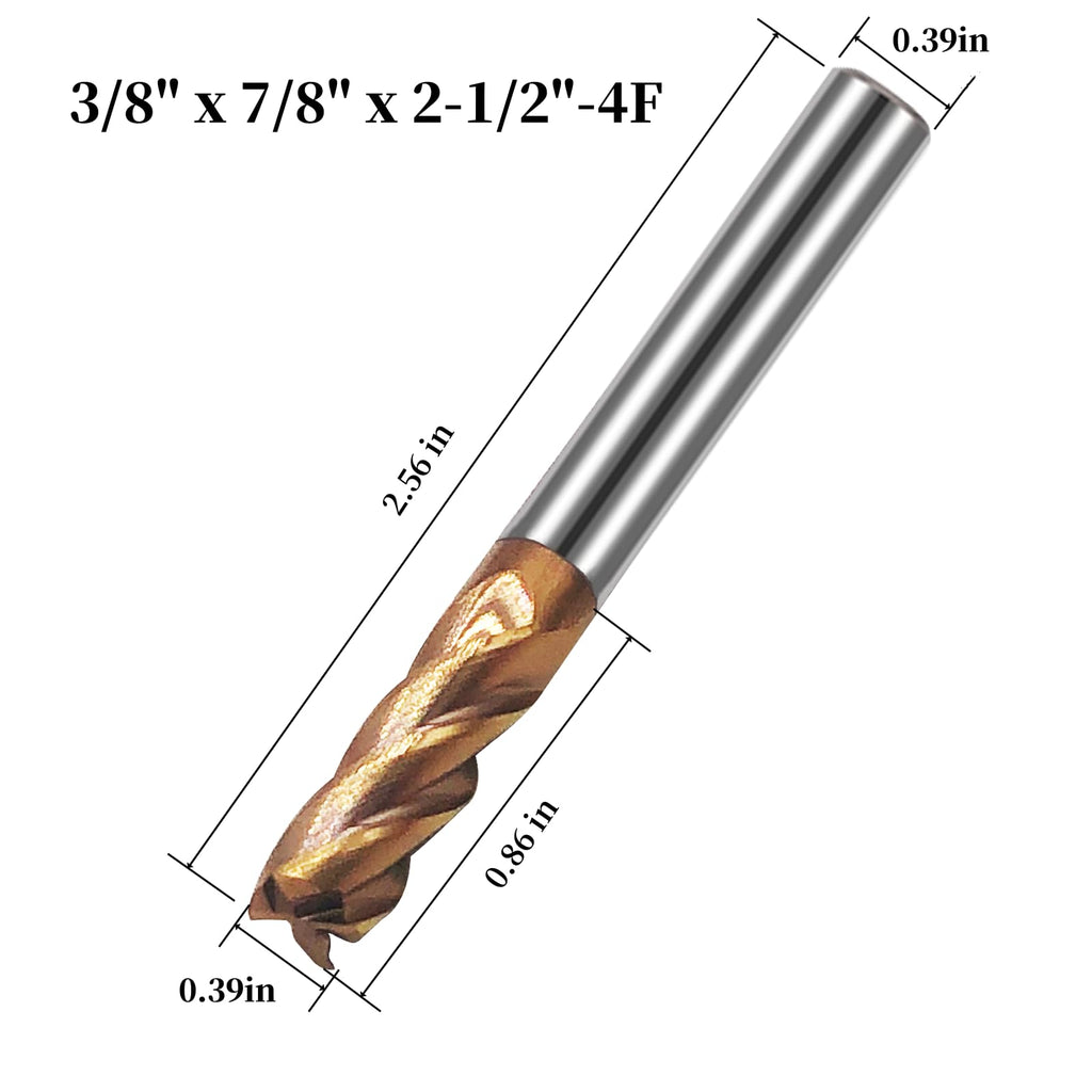5PCS 3/8in Carbide Square End Mill HRC55 Tungsten Steel 4 Flutes for Steel
